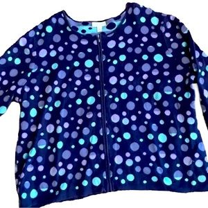 Appleseed's blue and purple polka dot zippered Cardigan 3x
